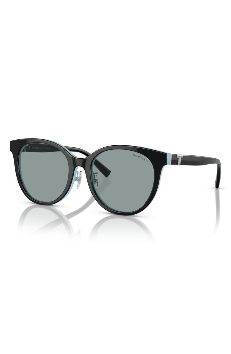 Tiffany & Co. 54mm Phantos Sunglasses, Alternate, color, Black Tiffany Blue / Dark Grey