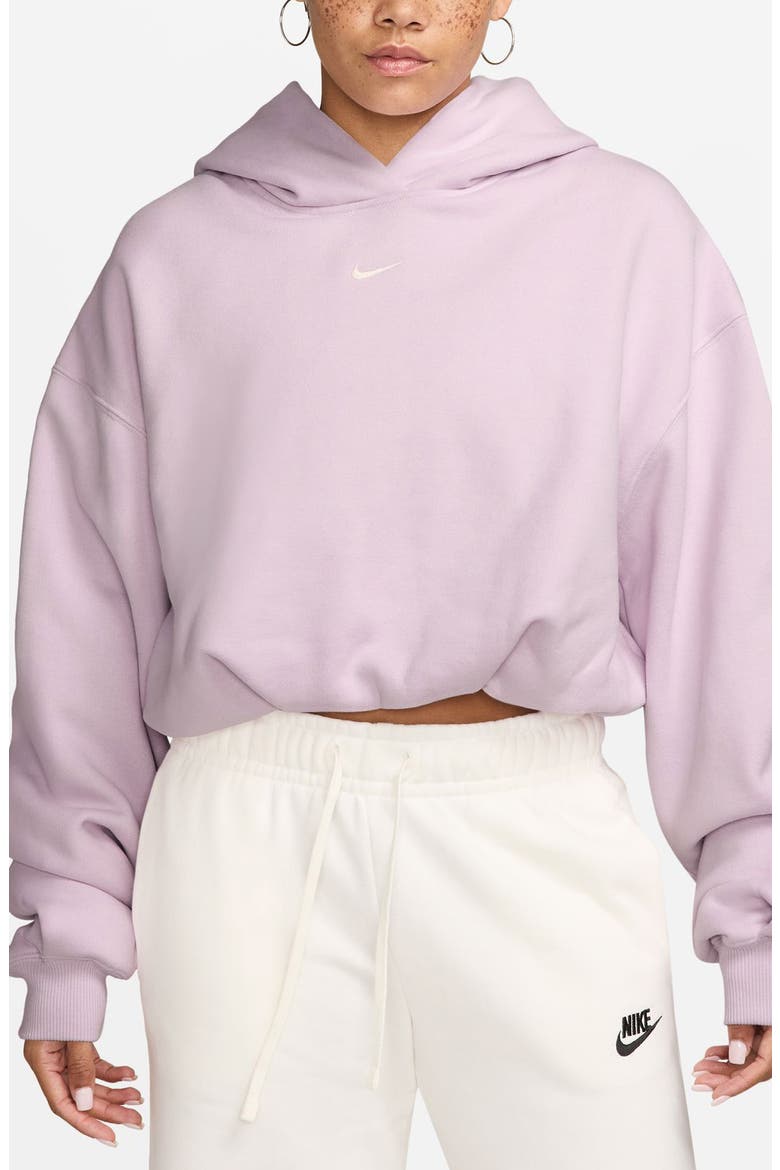 Sportswear Oversized Cropped Fleece Hoodie, Main, color, 583 BLELIL/ SAIL