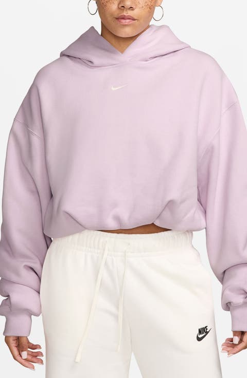 Sportswear Oversized Cropped Fleece Hoodie