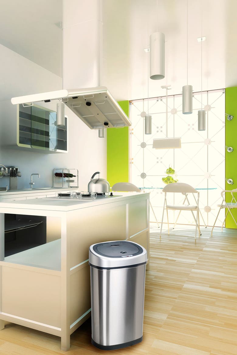 50L SENSOR TRASH CAN, Alternate, color, SILVER BLACK