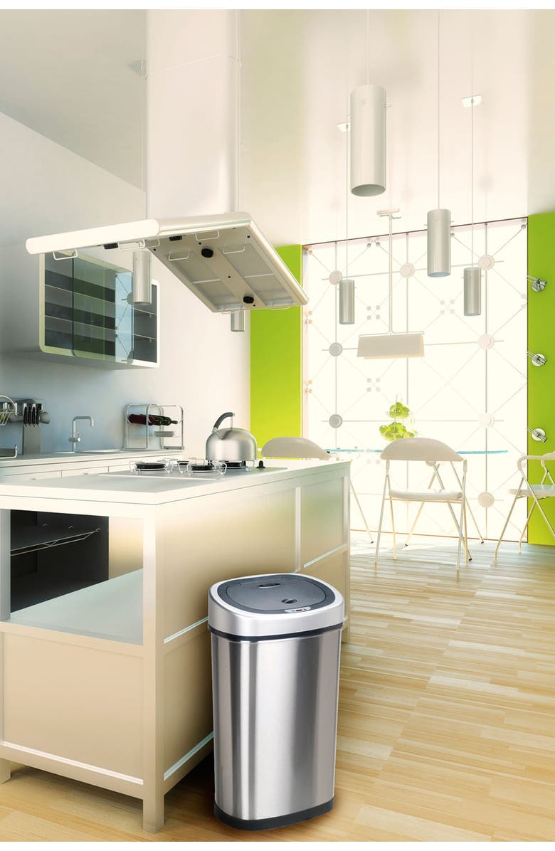 NINESTARS 50L SENSOR TRASH CAN, Alternate, color, Silver Black