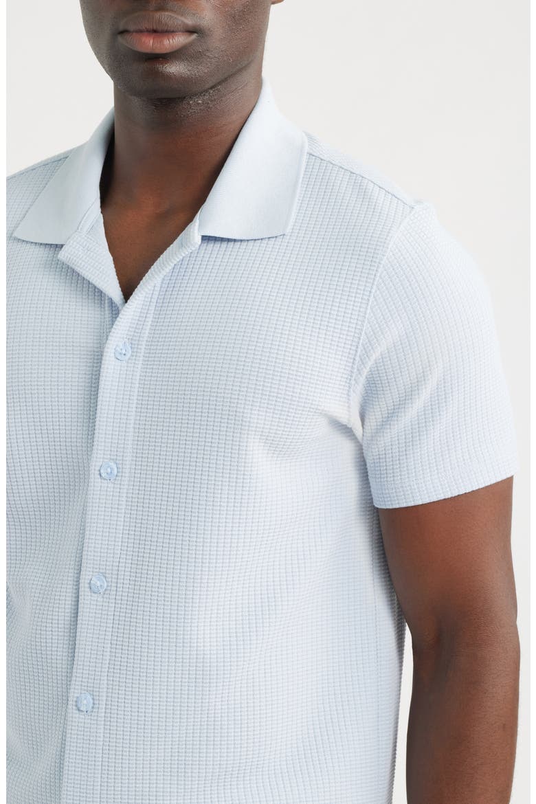 Grid Waffle Knit Button-Up Shirt, Alternate, color, PLAYA BLUE