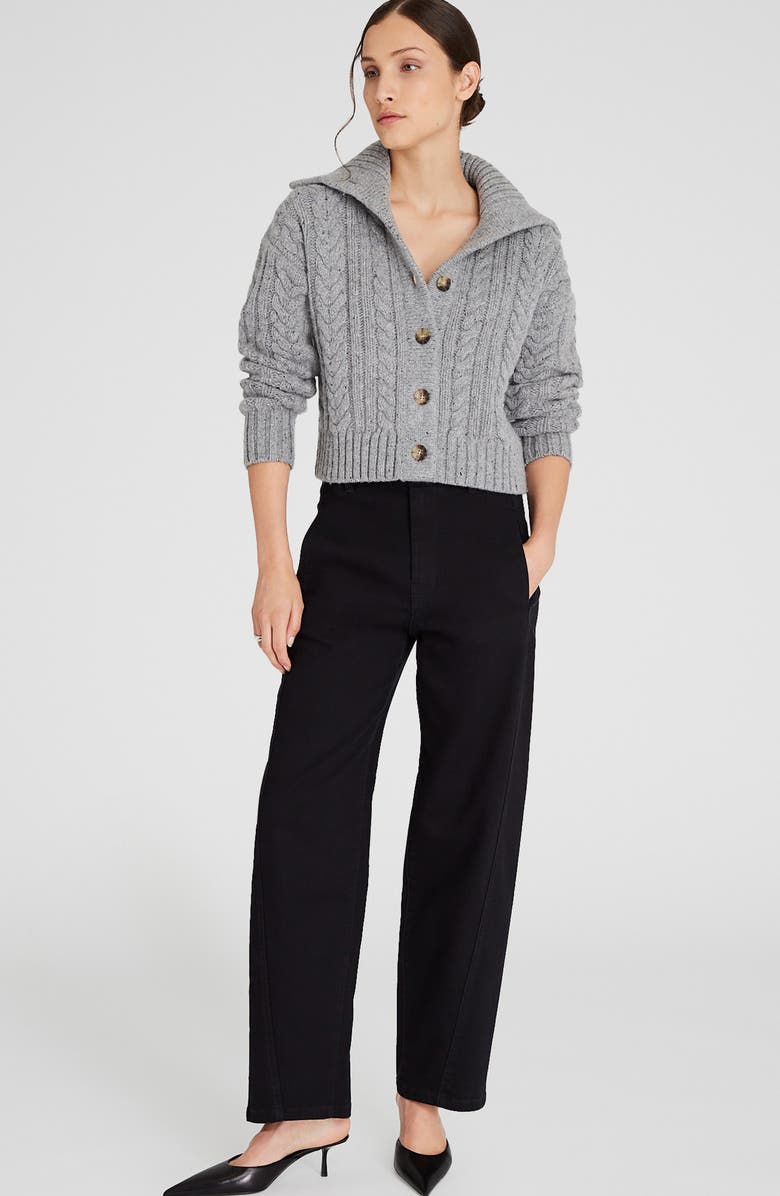 Club Monaco Chunky Mixed Cable Stitch Wool Blend Crop Cardigan, Alternate, color, 