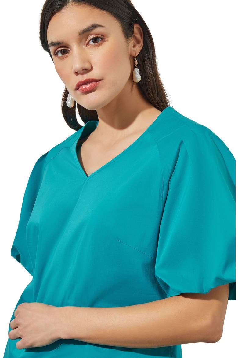 Puff Sleeve Cotton Blend Top, Alternate, color, BERMUDA