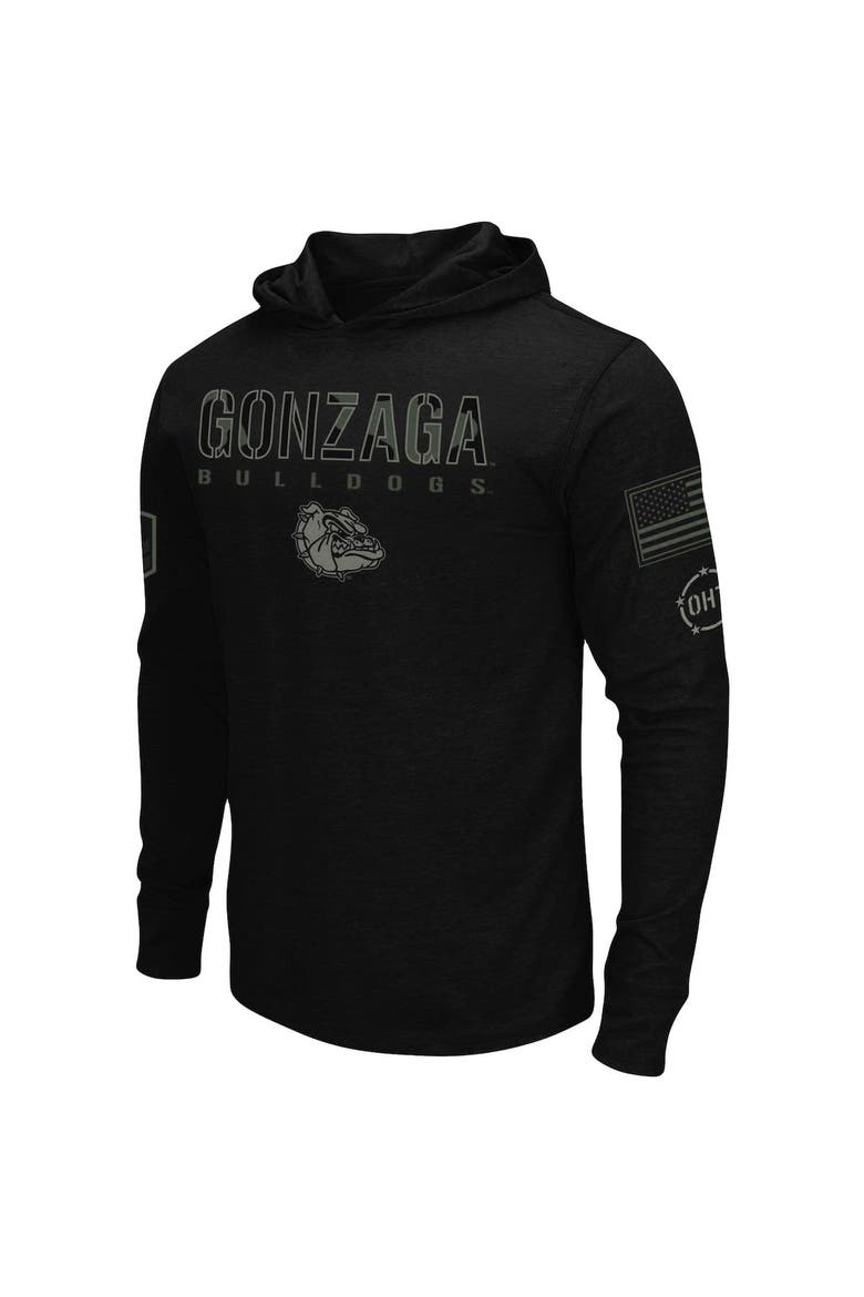 Men's Colosseum Black Gonzaga Bulldogs OHT Military Appreciation Hoodie Long Sleeve T-Shirt, Alternate, color, Black