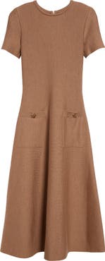 Oscar de la Renta Virgin Wool Blend Sweater Dress