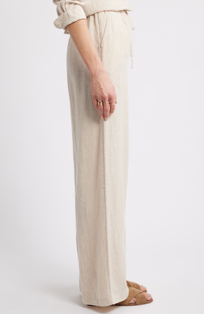 Caslon<sup>®</sup> Easy Wide Leg Linen Pants, Alternate, color, Flax