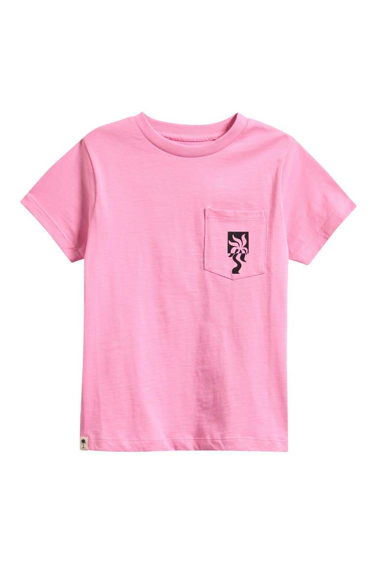 Kids' Clara Palm Tree Cotton Graphic Pocket T-Shirt, Main, color, PINK
