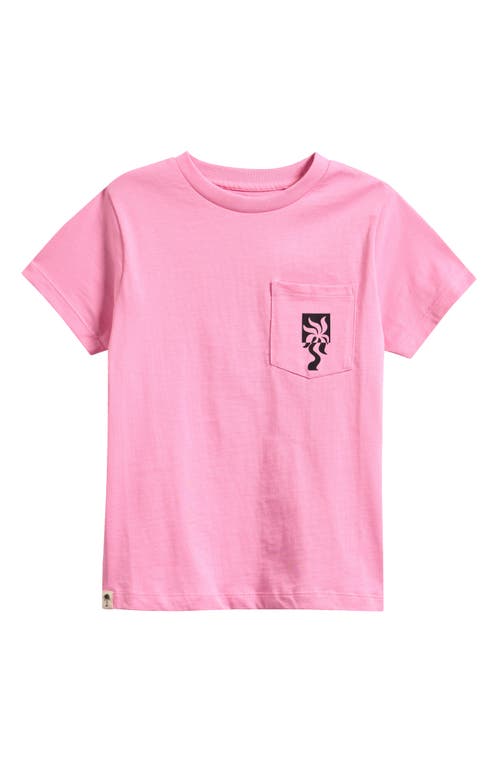 Boardies Kids' Clara Palm Tree Cotton Graphic Pocket T-Shirt in Pink 