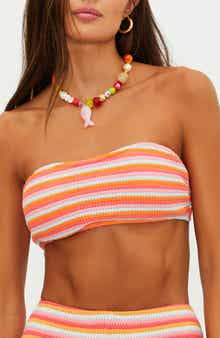 Kelsey Stripe Cotton Blend Bikini Top