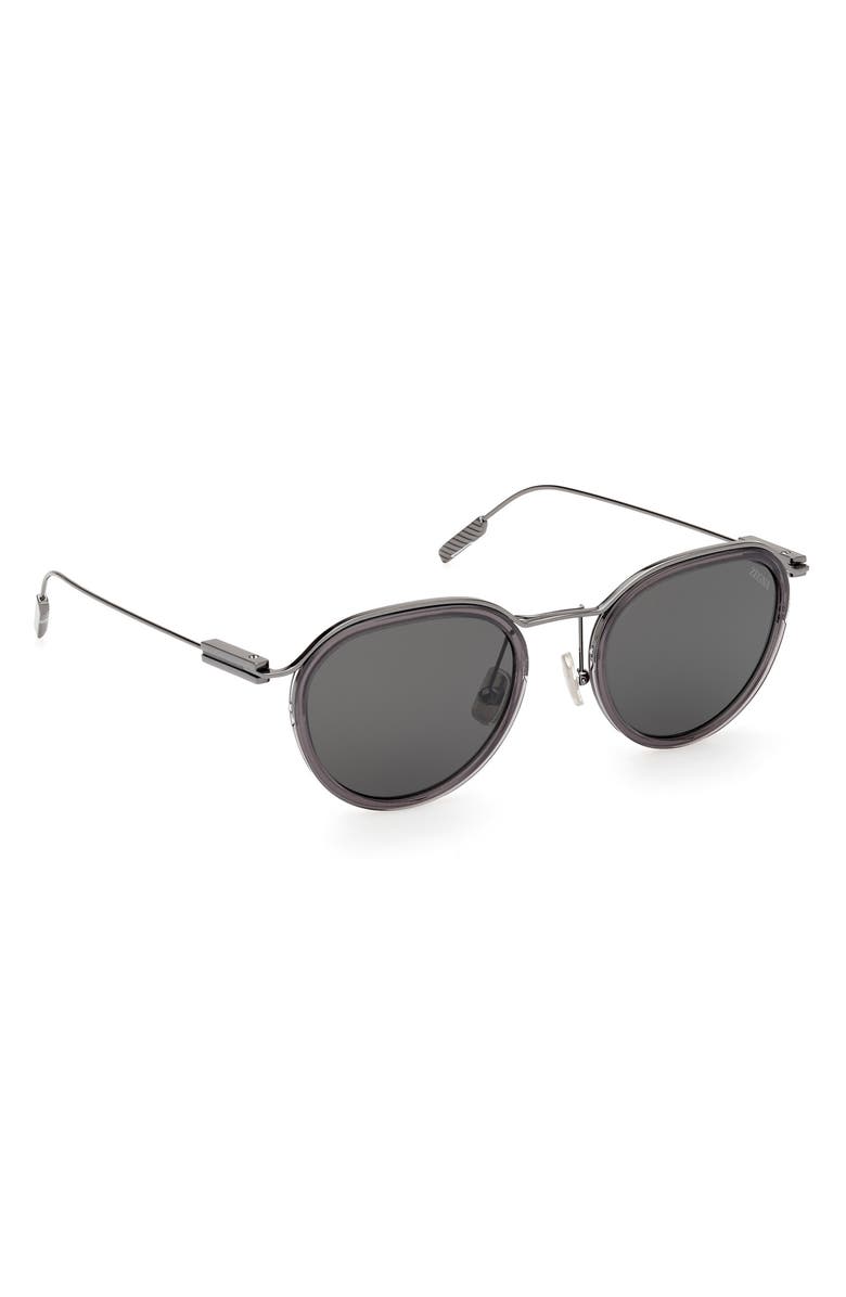 ZEGNA 51mm Round Sunglasses, Alternate, color, Grey / Other / Smoke