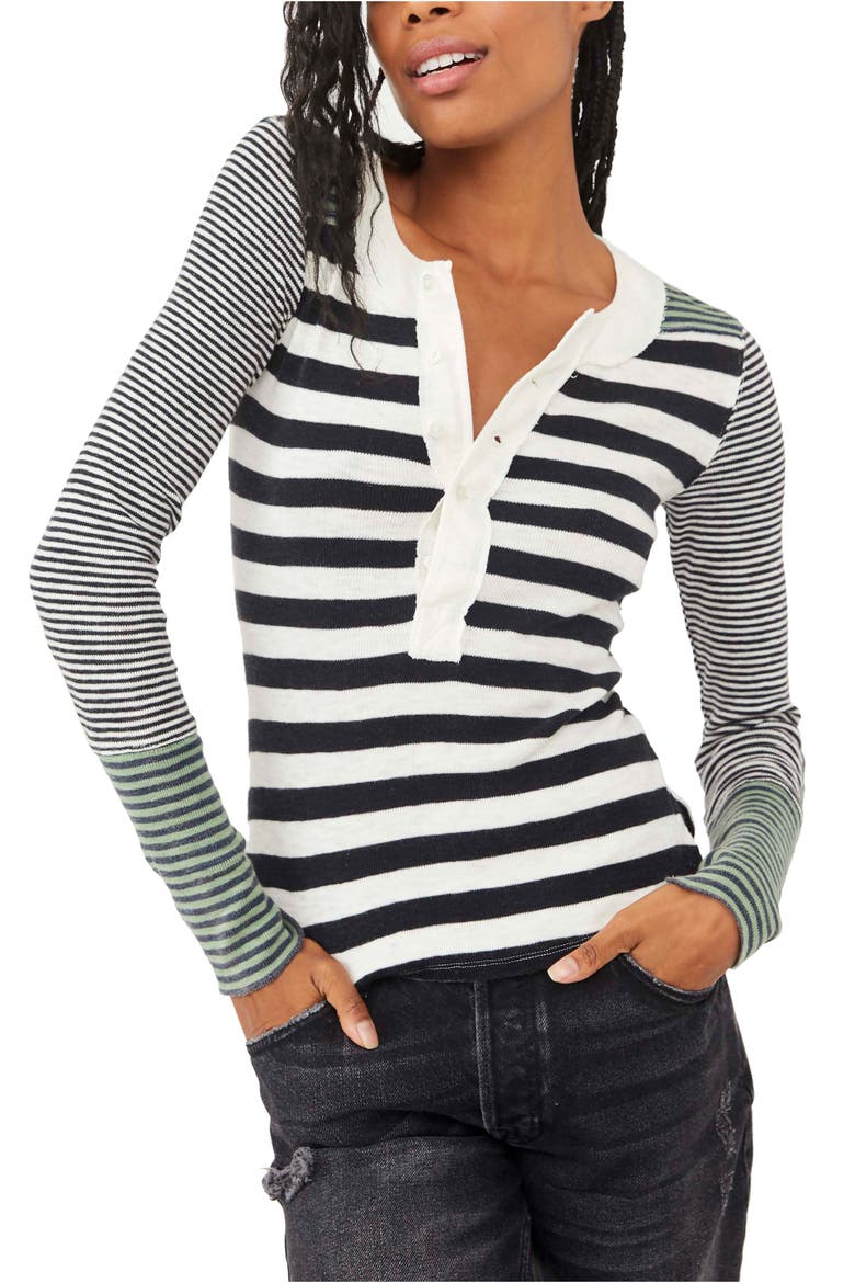 Give Me Stripes Henley Top, Main, color, IVORY COMBO