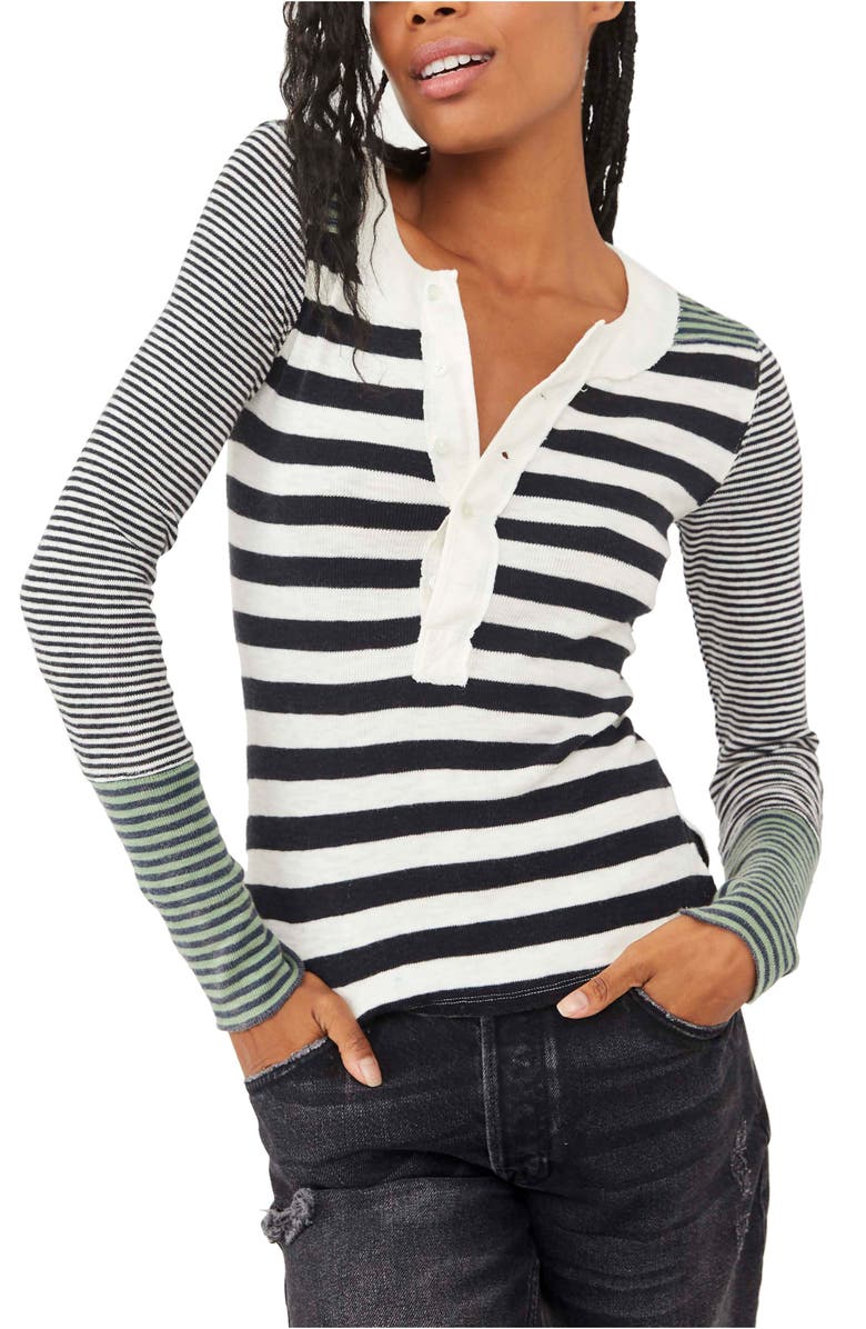 Free People Give Me Stripes Henley Top, Main, color, 