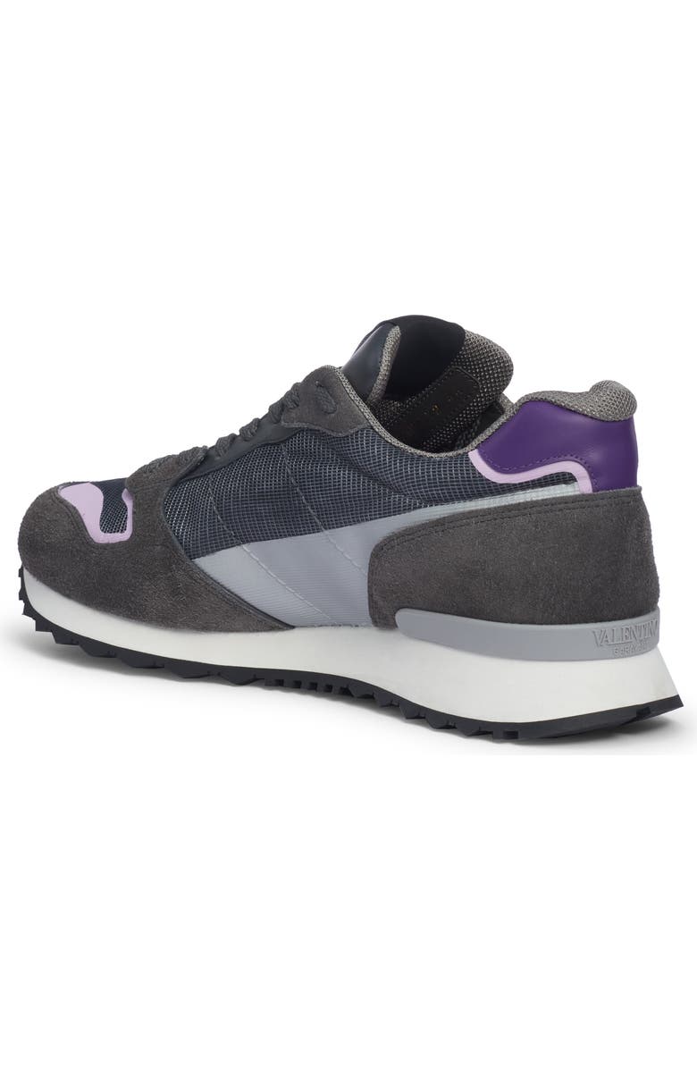 Valentino Garavani VLOGO Mixed Media Sneaker, Alternate, color, Grigio/ Graphite/ Violet