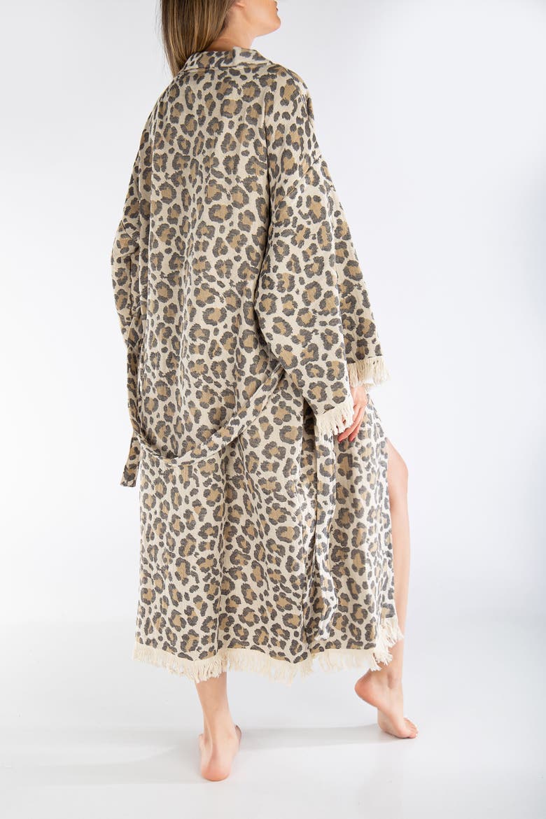 Calista Handmade Leopard Cotton Robe Cover-Up, Alternate, color, Leopard Beige