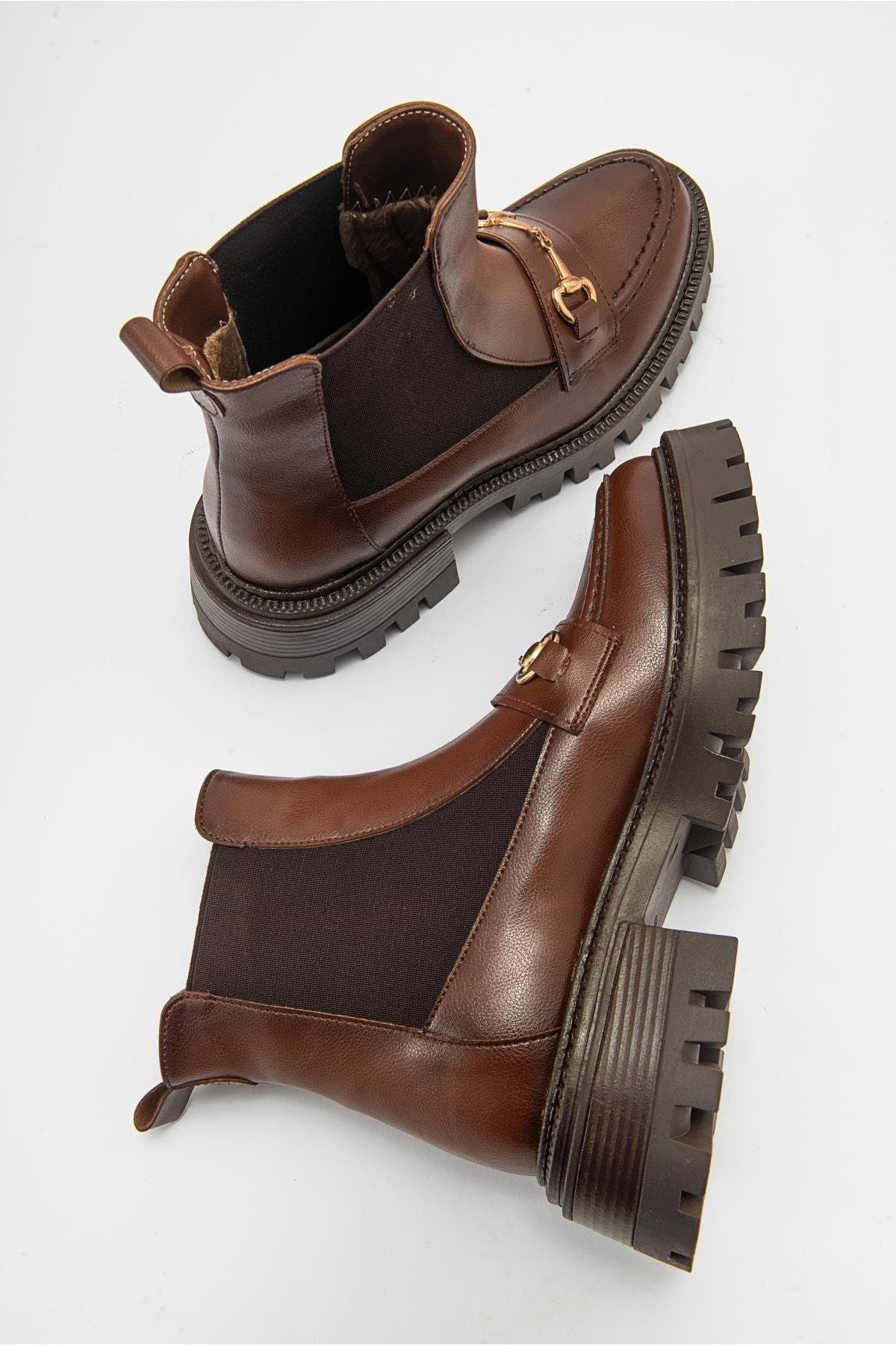 Vesper Buckled Chelsea Boot, Alternate, color, Cognac Faux Leather