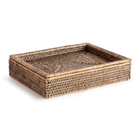 Burma Rattan Lidded Letter Storage Decorative Tray