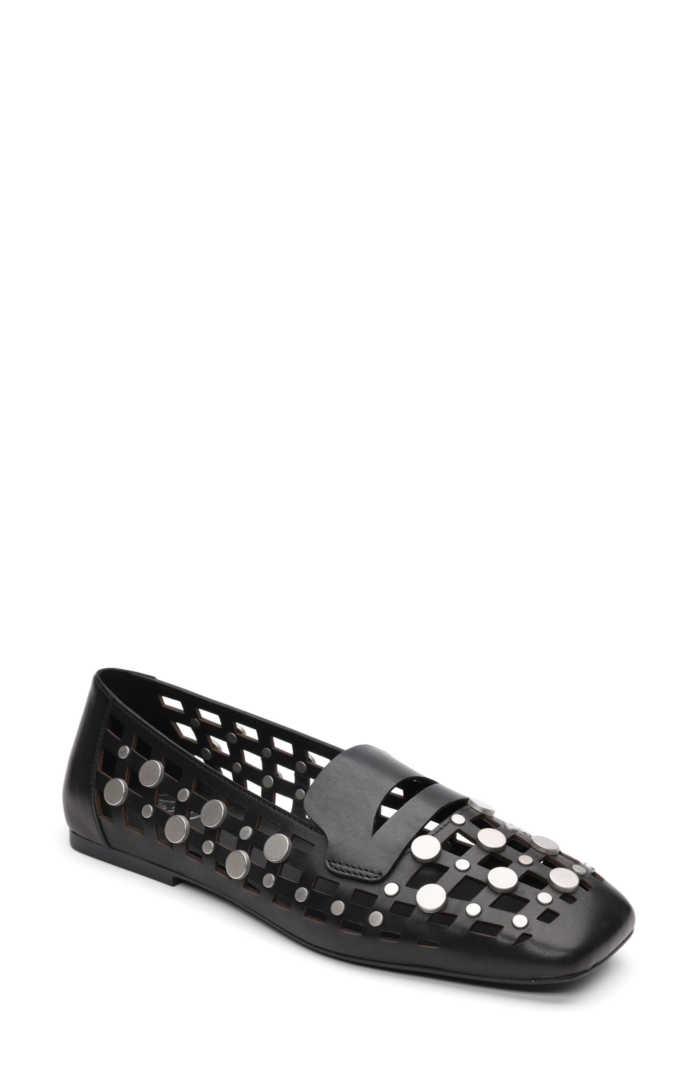 Ash Bali Studded Cutout Loafer, Main, color, Black