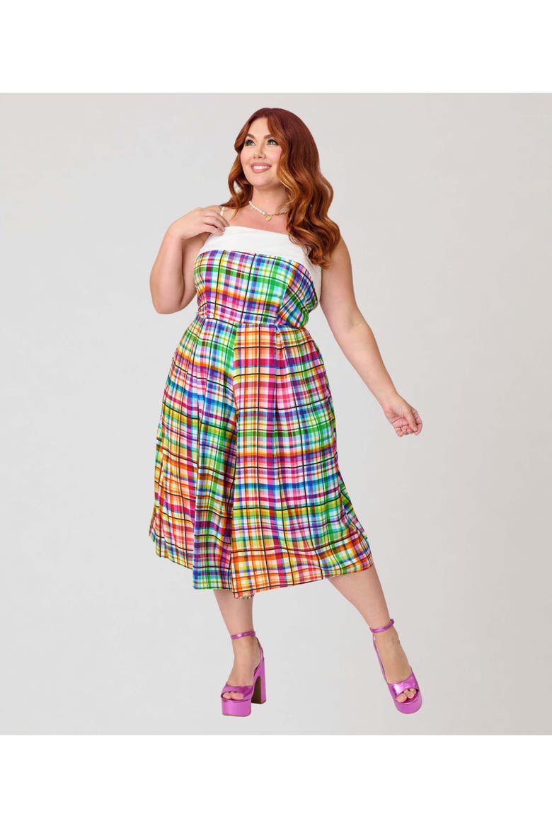 Plus Size Wide Leg Nancy Romper, Main, color, White Plaid