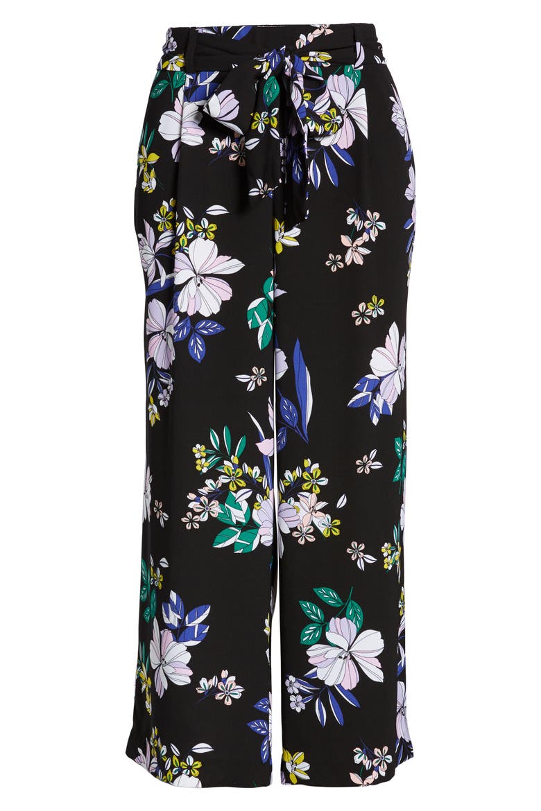 Wide Leg Crop Pants, Alternate, color, BLACK FLORAL