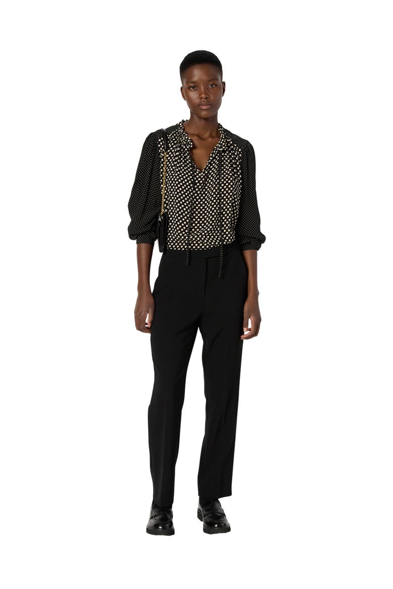 Arielle Tie Neck Polka Dot Blouse, Alternate, color, Black