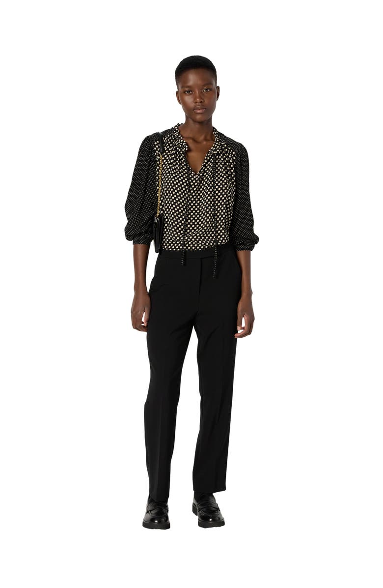 GERARD DAREL Arielle Tie Neck Polka Dot Blouse, Alternate, color, Black