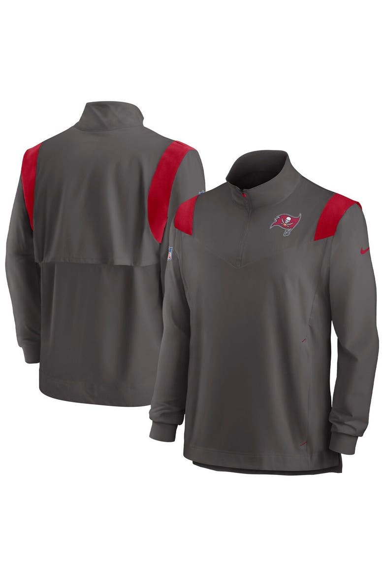 Men's Nike Pewter Tampa Bay Buccaneers Sideline Coach Chevron Lockup Quarter-Zip Long Sleeve Top, Main, color, Pewter