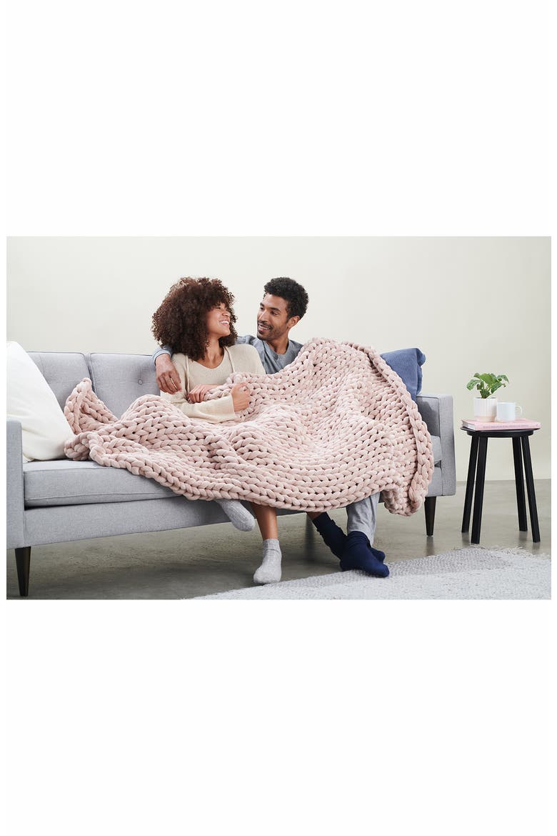Knit Velvet Weighted Blanket, Alternate, color, ROSE QUARTZ