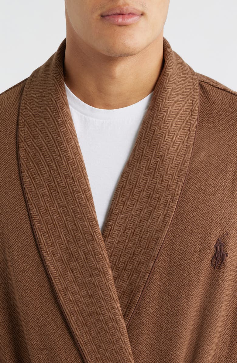 Polo Ralph Lauren Herringbone Twill Robe, Alternate, color, Branch Brown