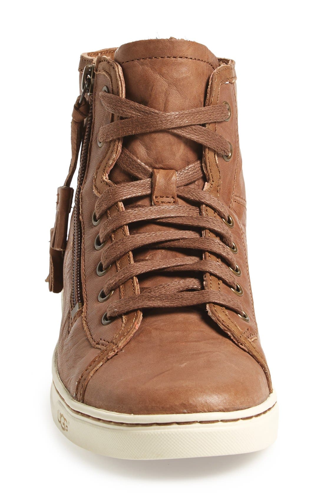 'Blaney' Tasseled High Top Sneaker, Alternate, color, DARK CHESTNUT