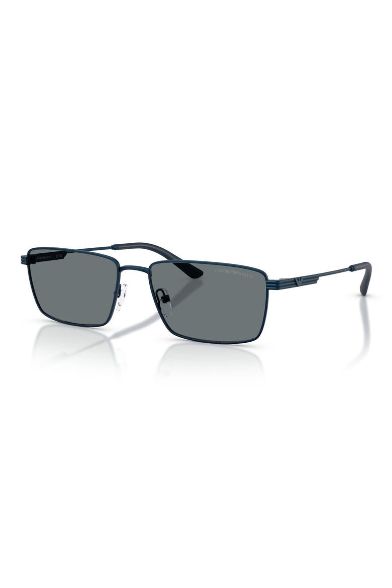57mm Rectangular Sunglasses, Alternate, color, METALIZED BLUE / DARK BLUE