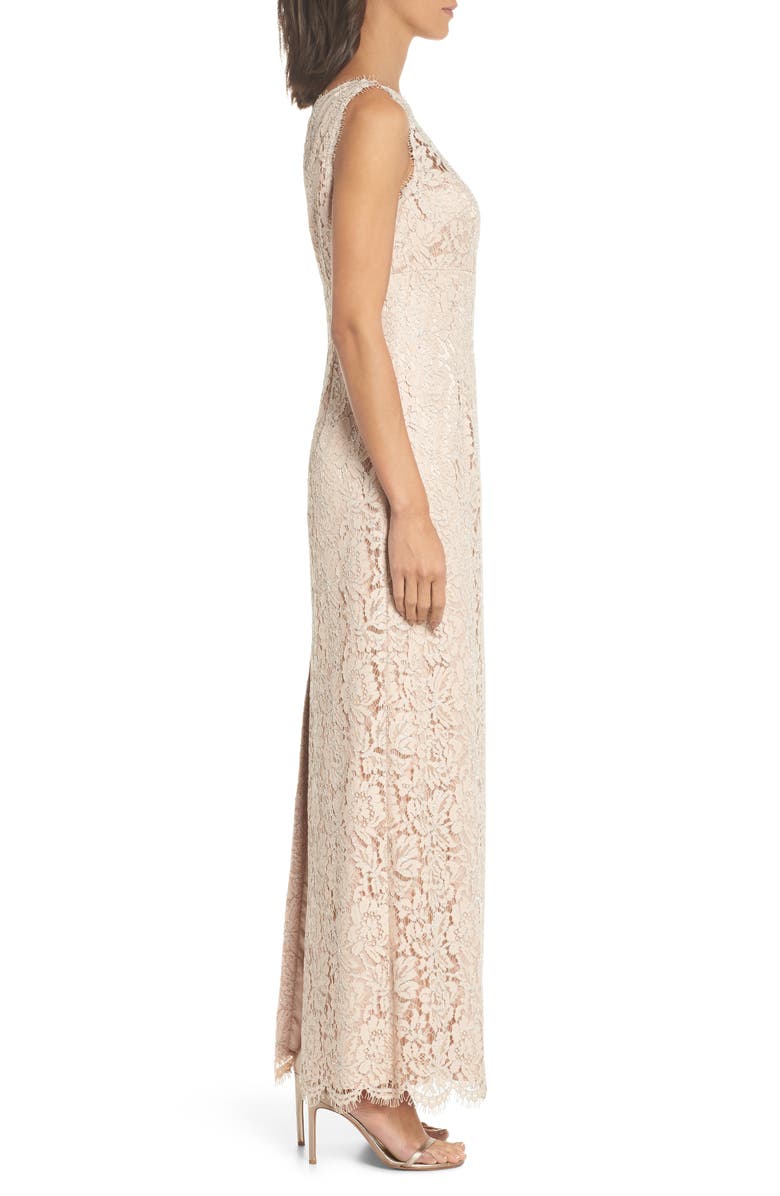 Eliza J One-Shoulder Lace Gown, Alternate, color,