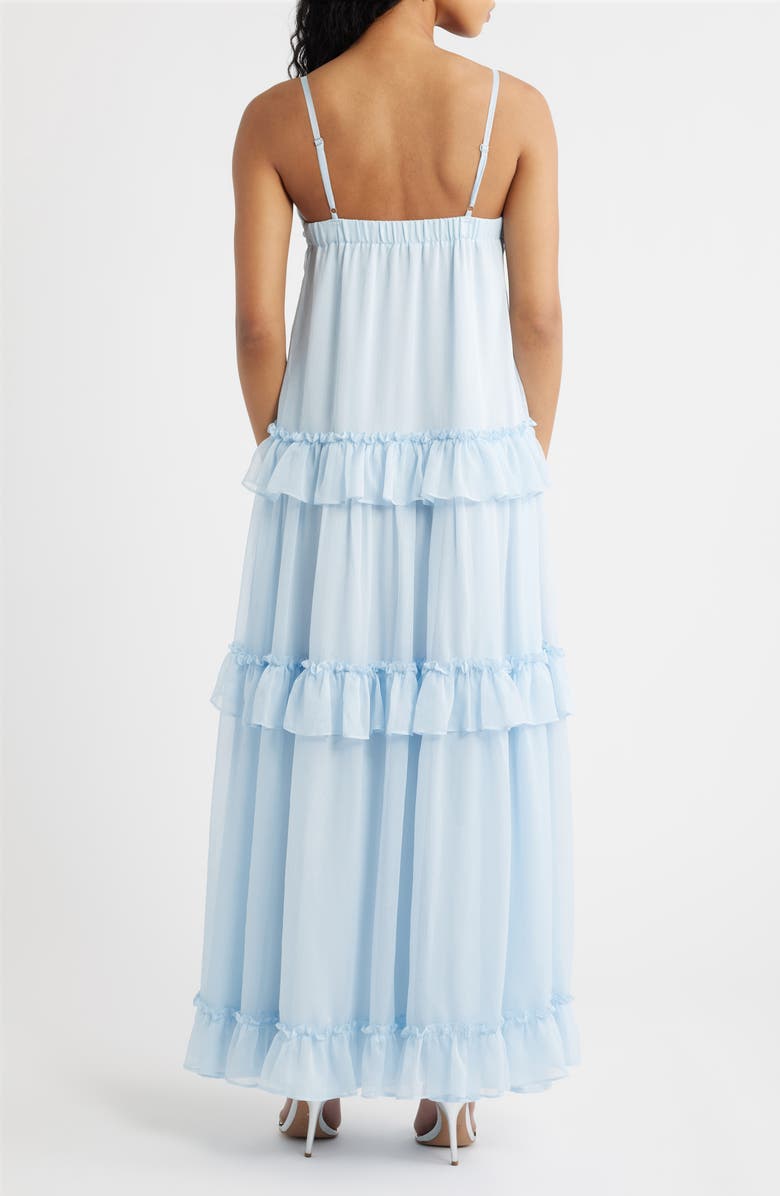 Lulus Markie Ruffle Tiered Evening Dress, Alternate, color, Light Blue