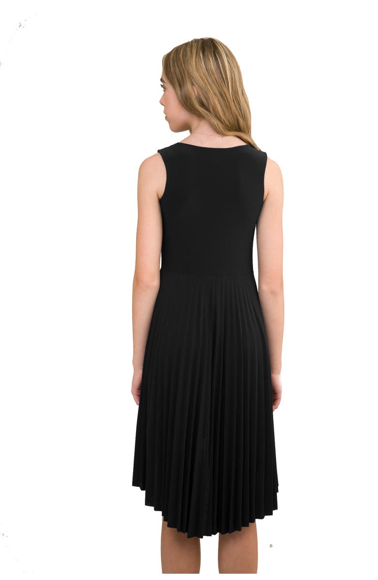 Un Deux Trois Pleated High Low Dress with Belt, Alternate, color, Black