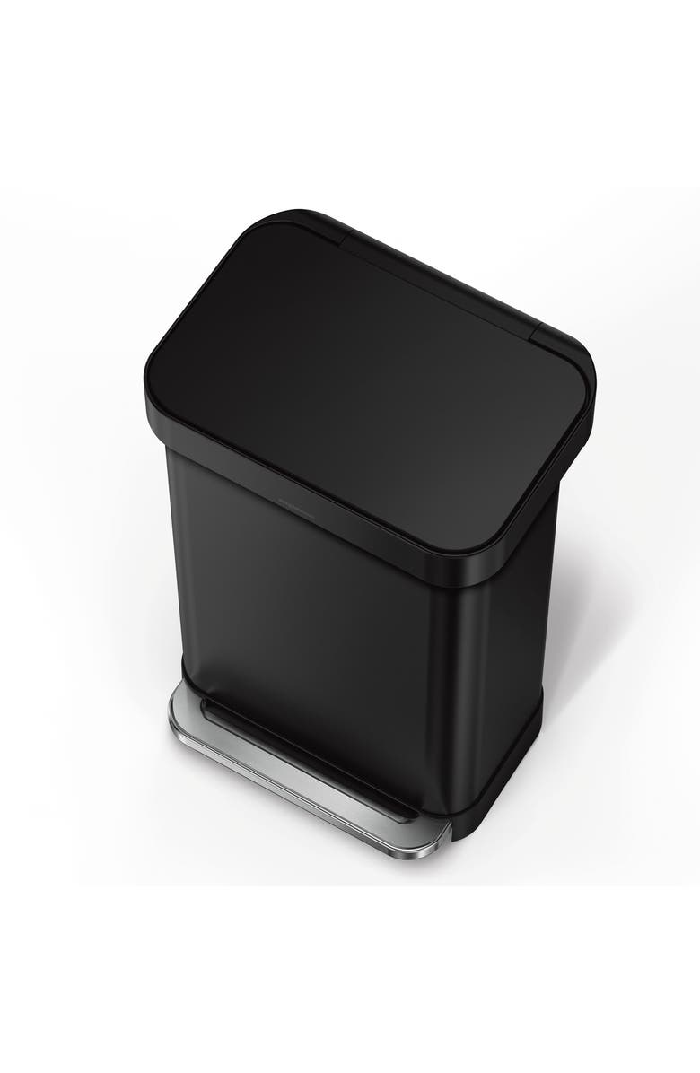 simplehuman 45L rectangular step can with liner pocket, Alternate, color, Matte Black
