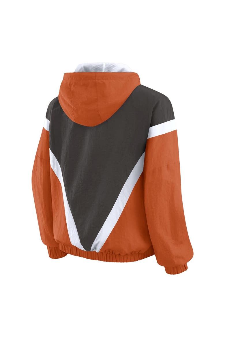 Women's WEAR by Erin Andrews Burnt Orange/Gray Texas Longhorns Colorblock Full-Zip Hoodie Windbreaker Jacket, Alternate, color, Burnt Orange