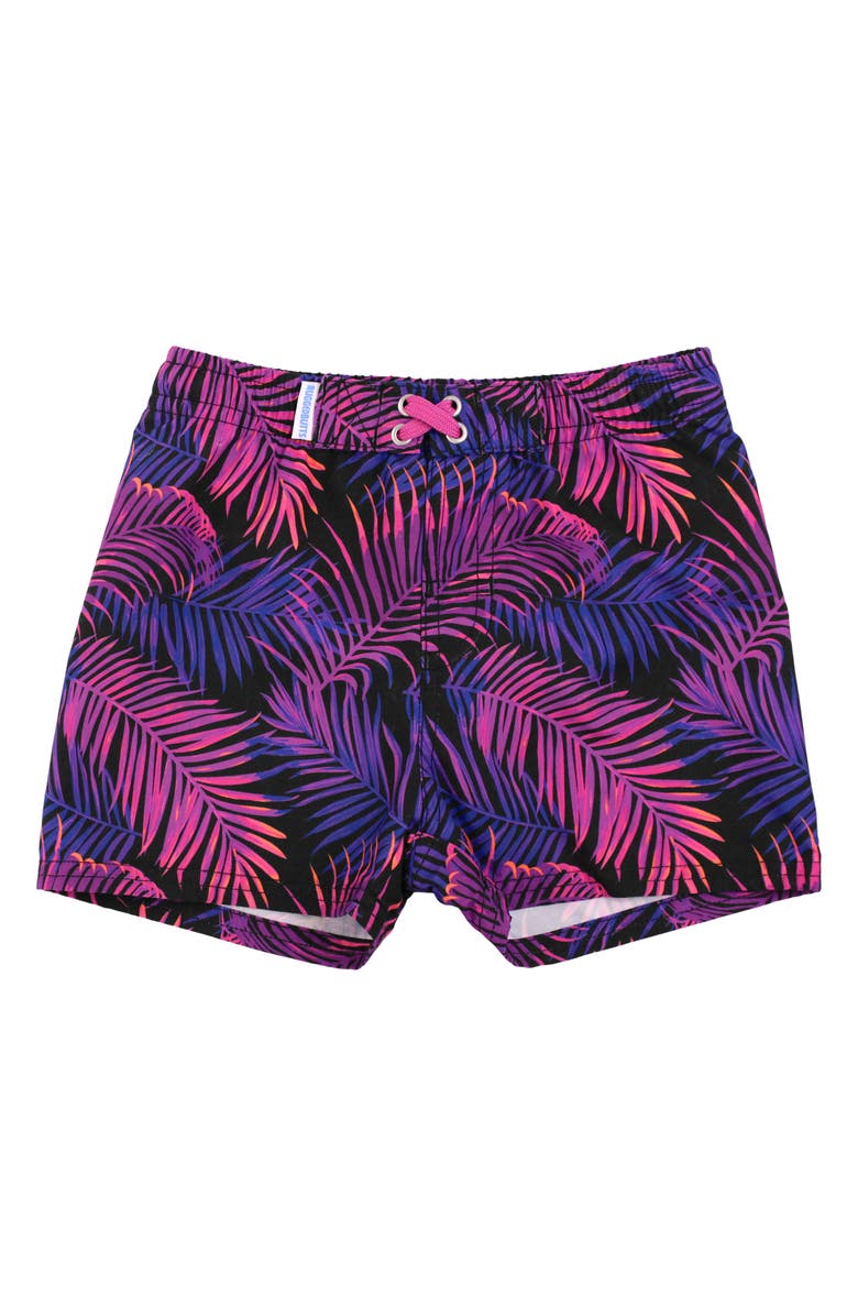 RuggedButts Kids' Palm Print Swim Trunks, Main, color,