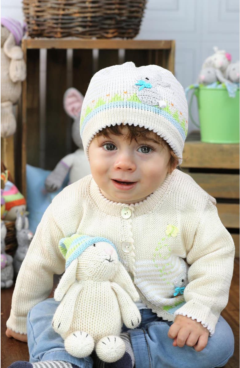 Melange Collection Easter Cardigan with Bunnies, Alternate, color, Ivory