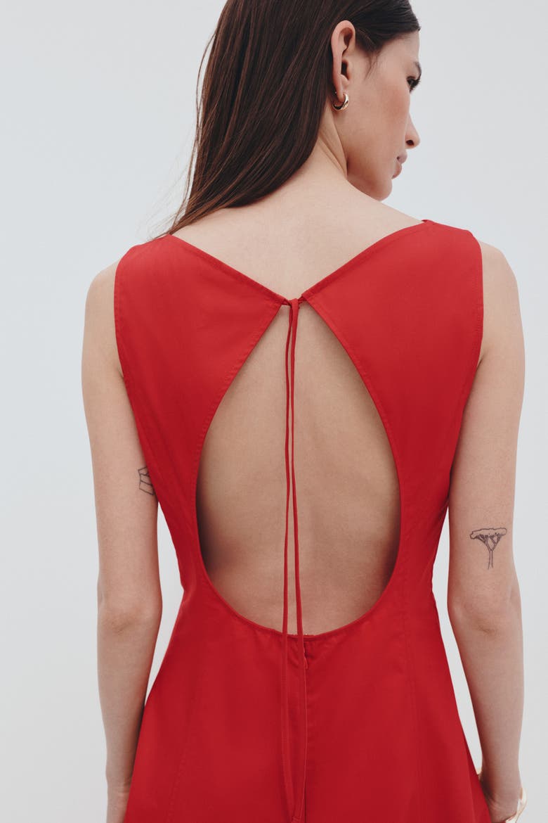 Cutout Twill Dress, Alternate, color, Bright red