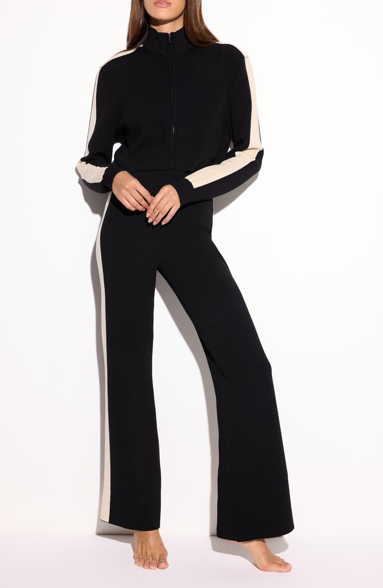 Spiritual Gangster Blake Jacquard Knit Wide Leg Pants, Alternate, color, Black