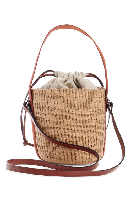 Chloé Mini Horse Medal Basket Bag In Natural Fibres Brown Size Onesize 100% Paper Yarn, Calf-skin Leather In 27s Sepia Brown