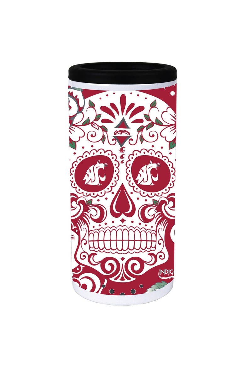 Washington State Cougars Dia Stainless Steel 12oz. Slim Can Cooler, Alternate, color, White
