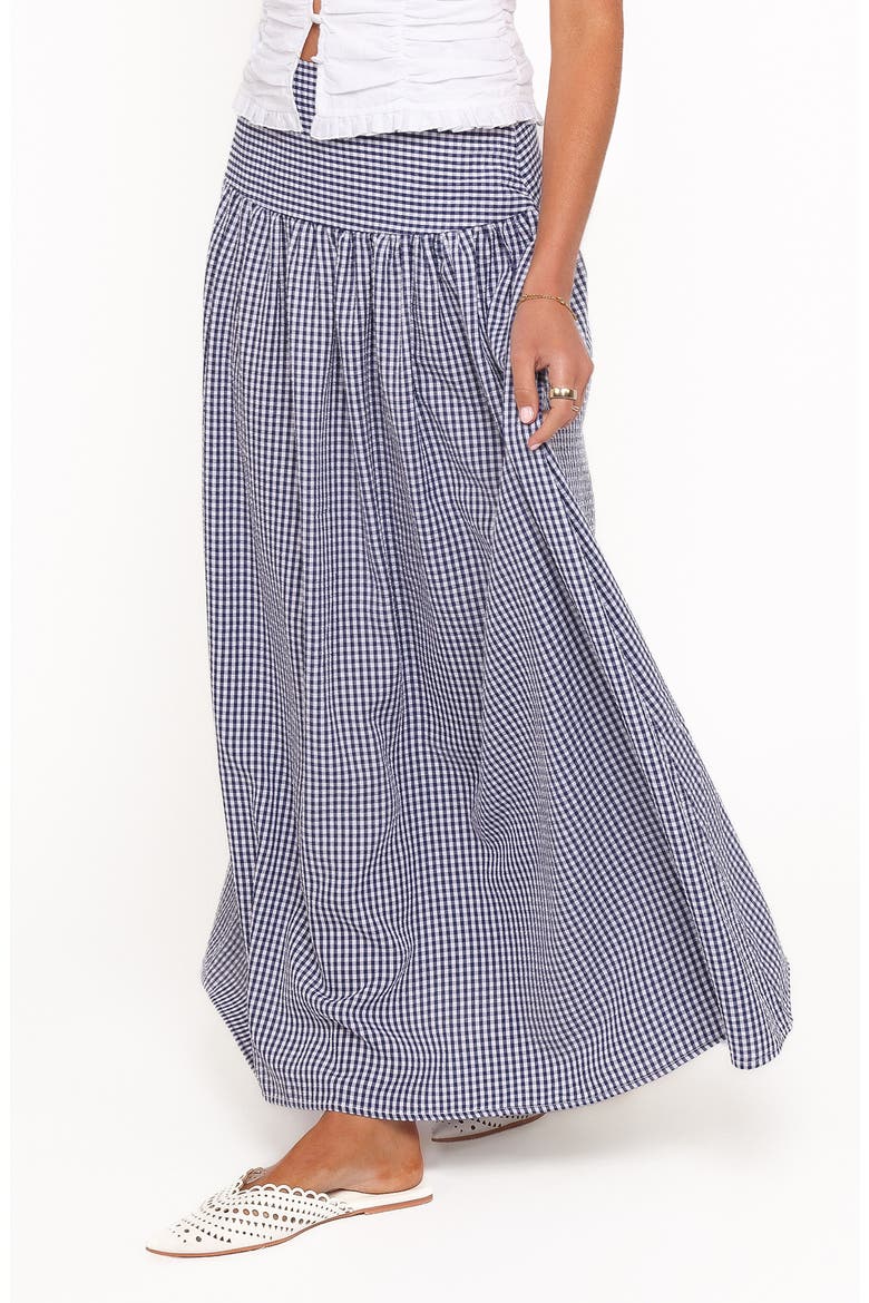 Laurita Gingham Maxi Skirt, Alternate, color, NAVY GINGHAM