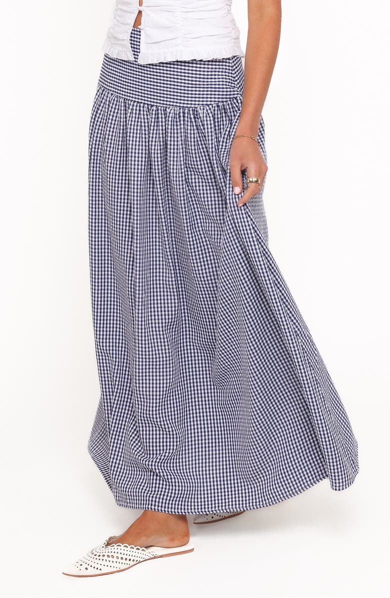 Petal & Pup Laurita Gingham Maxi Skirt, Alternate, color, Navy Gingham