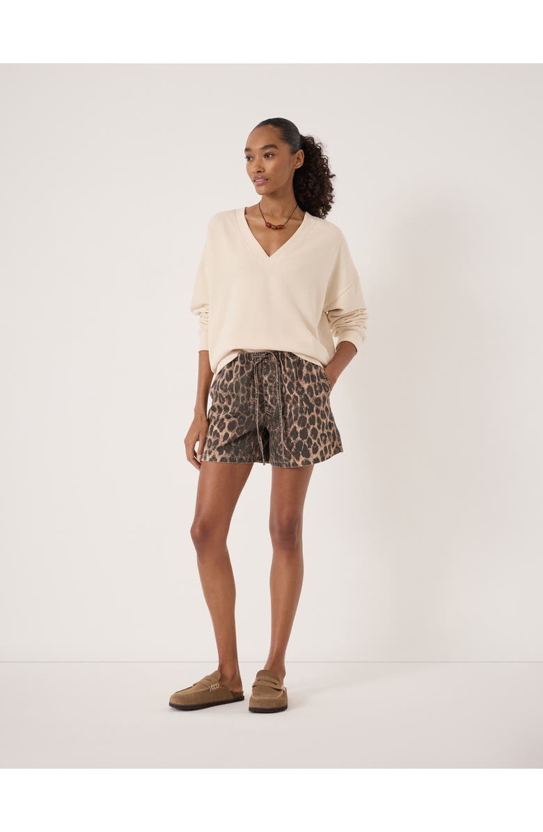 Hush Cleo V-Neck Cotton Sweatshirt, Alternate, color, Almond