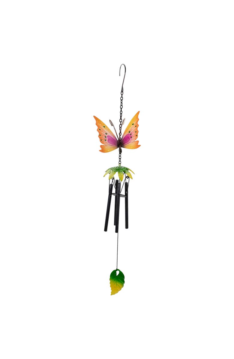 Northlight 19" Orange Metal Butterfly Outdoor Garden Windchime, Main, color, Orange