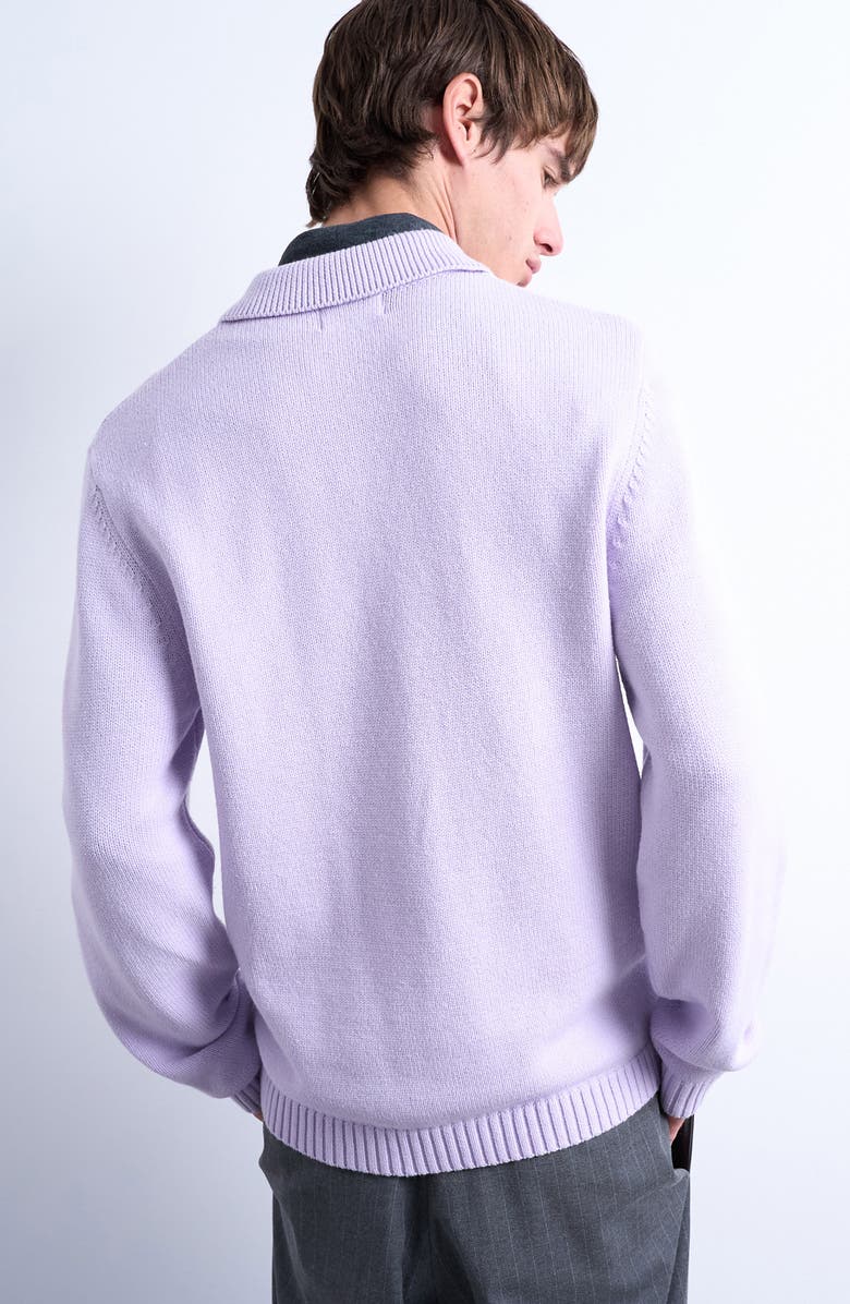 Topman Half-Zip Polo Sweater, Alternate, color, Lilac