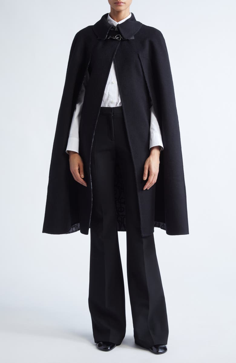 Burberry Maud Wool Blend Cape, Alternate, color,