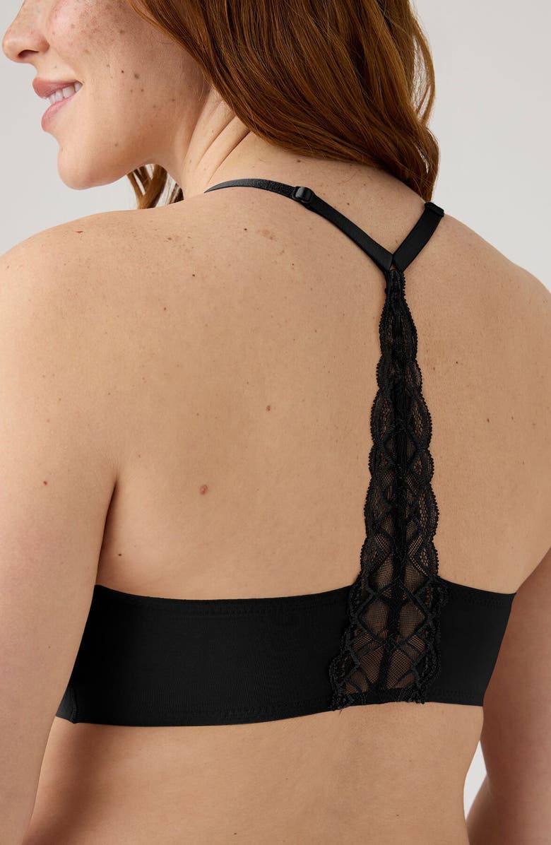 True & Co Triangle Lace Racerback Bralette, Alternate, color, Black