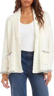 Karen Kane Contrast Stitch Open Front Cardigan